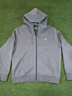 POLO RALPH LAUREN Men's Double-Knit Full-Zip Hoodie Blue HTR Size L
